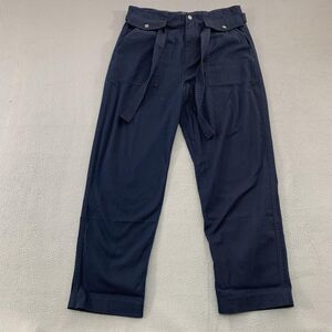 Banana Republic Chino Pants Womens 12 Blue Belted Cuffed Utility Straight Leg